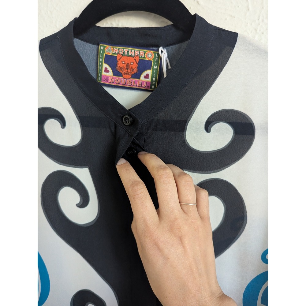 La DoubleJ x Mother Estelle‎ blouse size XL silk crepe print NWT $730 - Picture 5 of 8